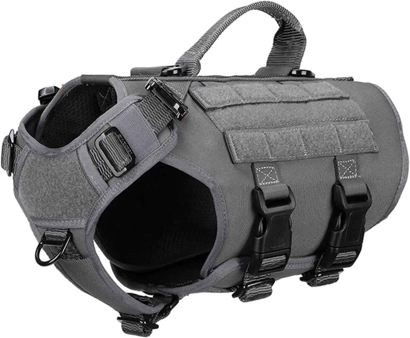 Tactical Dog Harness with 6-Buckle Fit & 3/4 Coverage – No-Pull MOLLE Vest