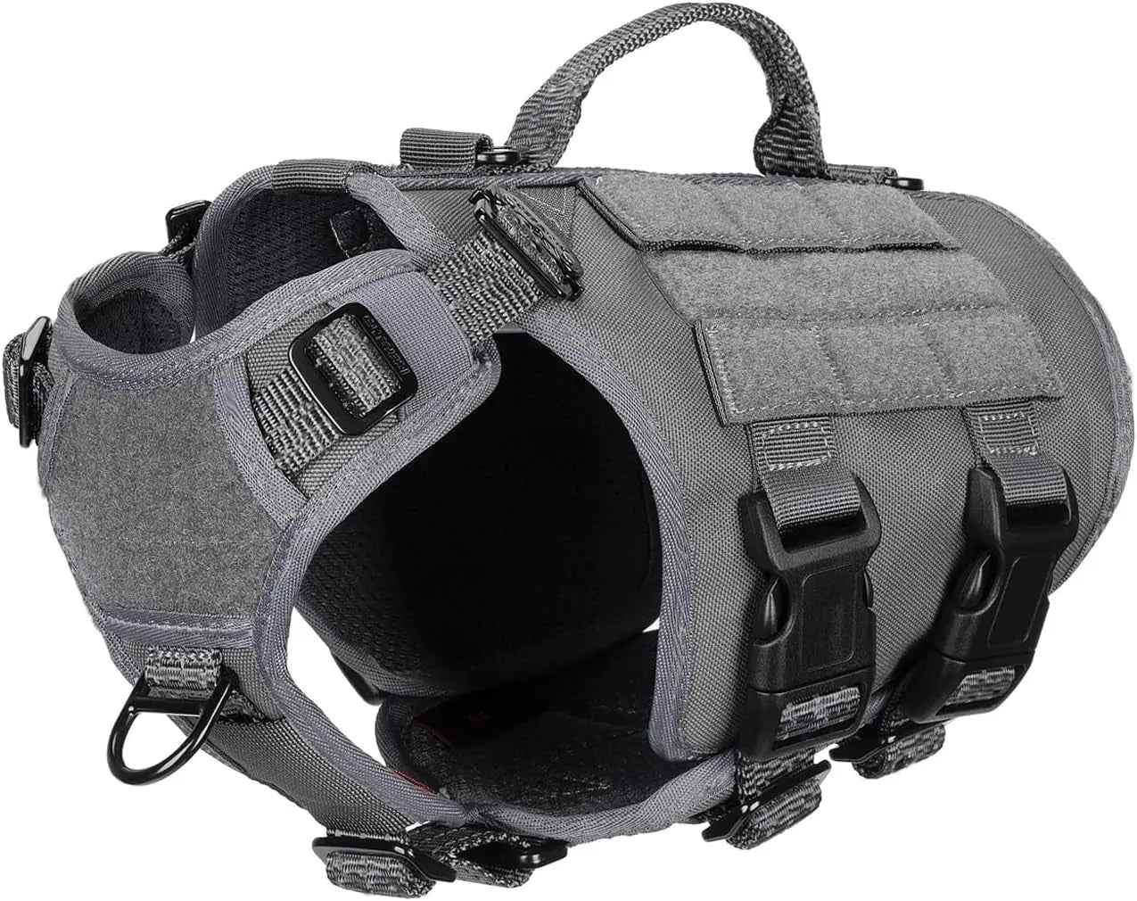 Tactical Dog Harness with 6-Buckle Fit & 3/4 Coverage – No-Pull MOLLE Vest