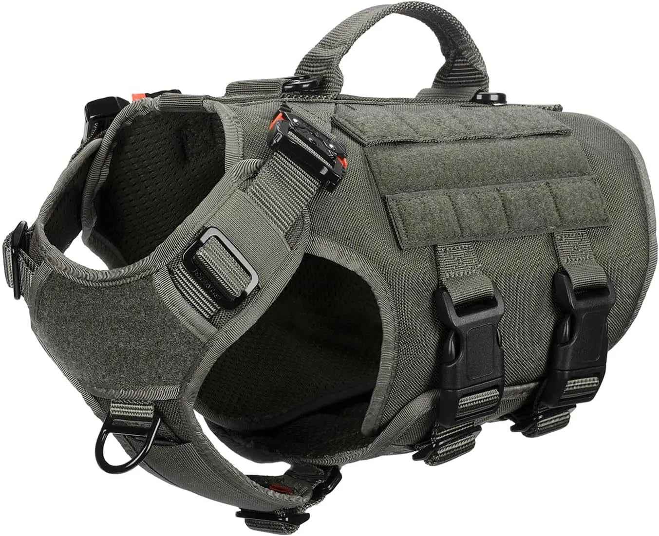 Tactical Dog Harness with 6-Buckle Fit & 3/4 Coverage – No-Pull MOLLE Vest