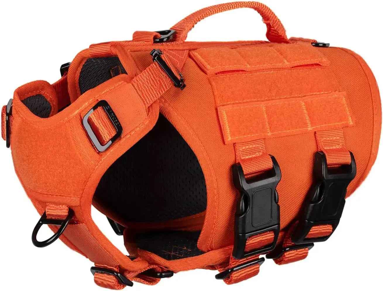 Tactical Dog Harness with 6-Buckle Fit & 3/4 Coverage – No-Pull MOLLE Vest