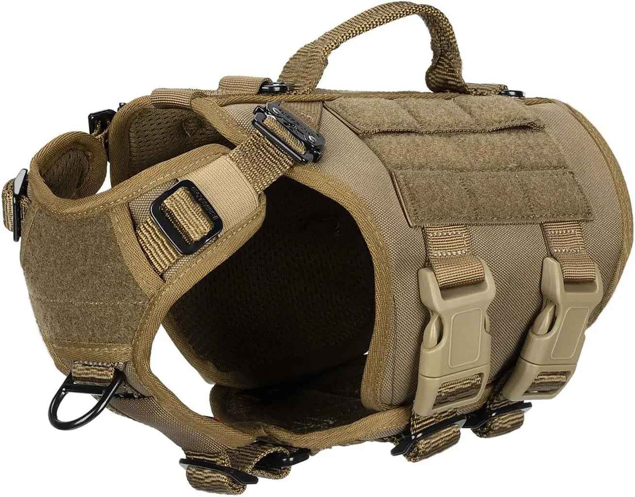 Tactical Dog Harness with 6-Buckle Fit & 3/4 Coverage – No-Pull MOLLE Vest