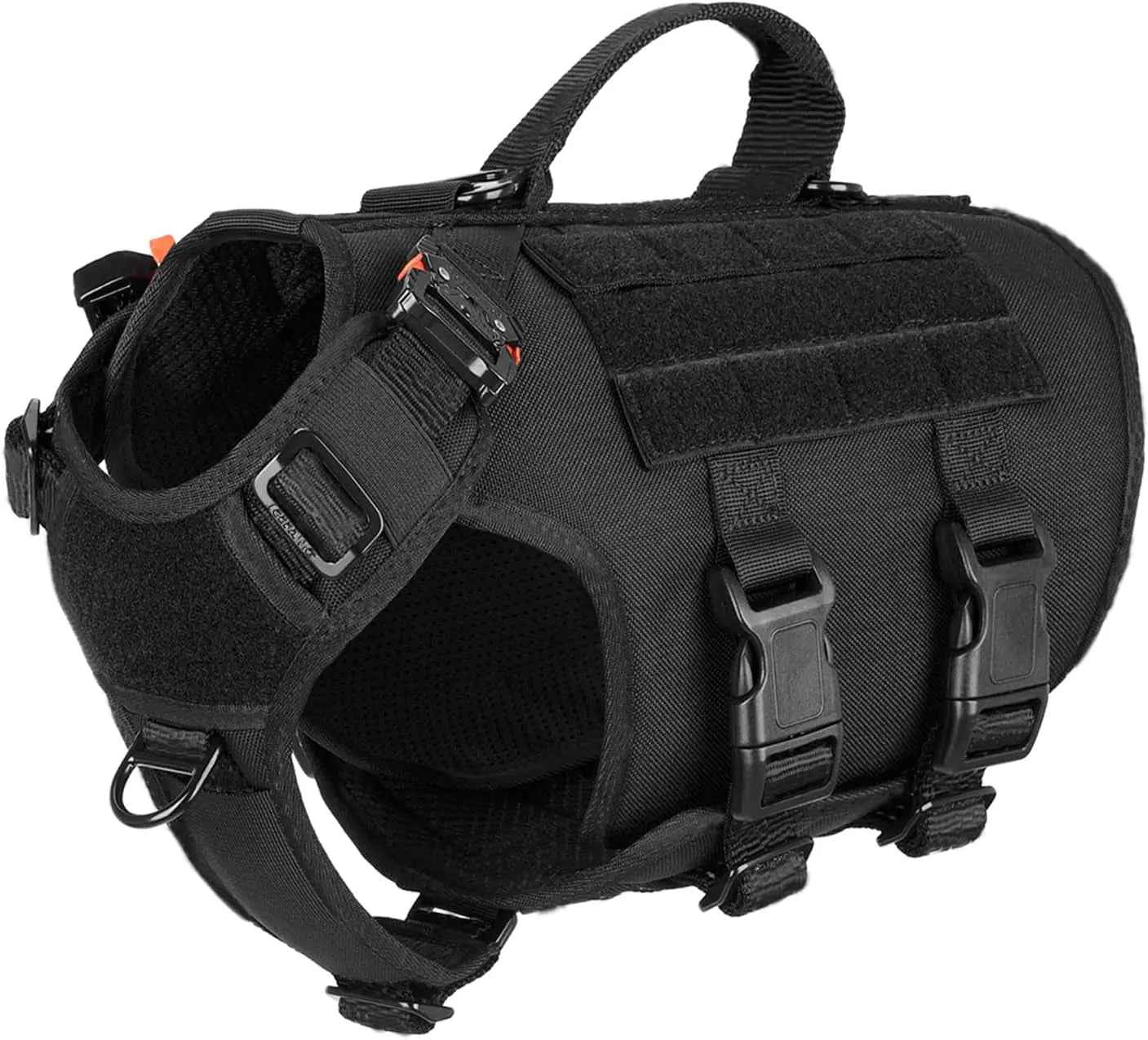 Tactical Dog Harness with 6-Buckle Fit & 3/4 Coverage – No-Pull MOLLE Vest