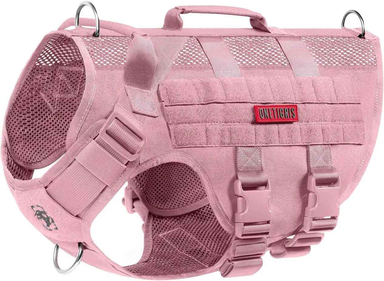 Tactical No-Pull Dog Harness with MOLLE Vest & Dual Handles