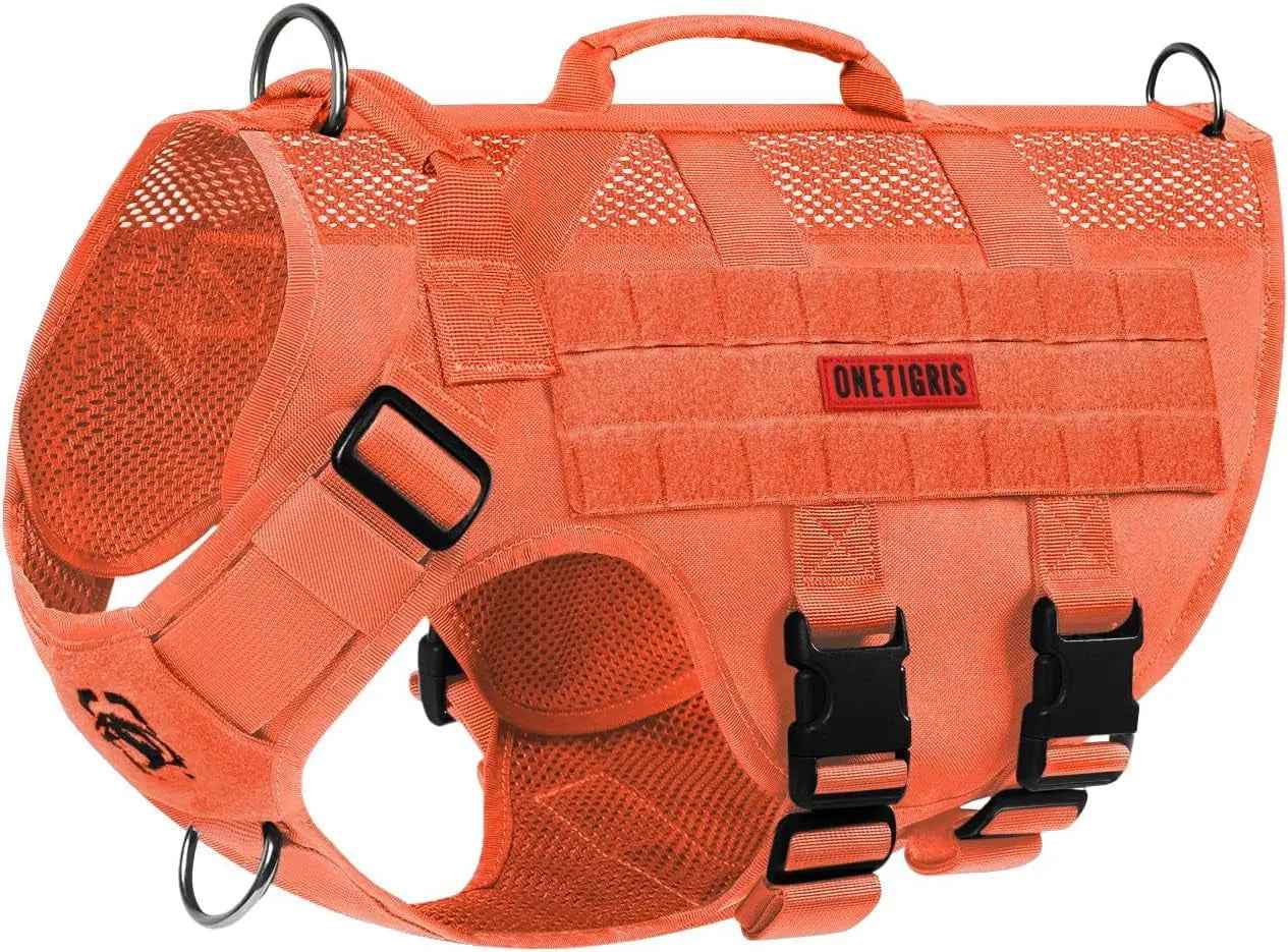Tactical No-Pull Dog Harness with MOLLE Vest & Dual Handles