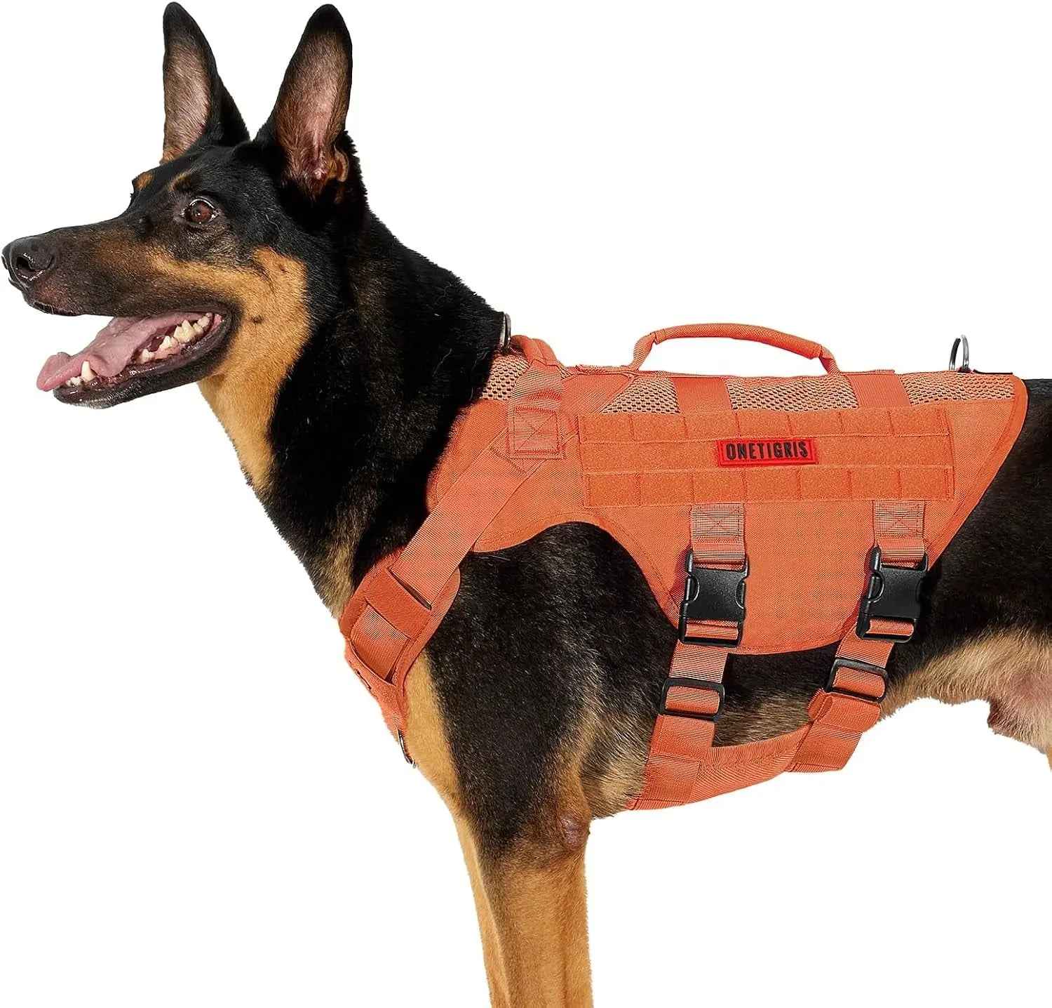 Tactical No-Pull Dog Harness with MOLLE Vest & Dual Handles