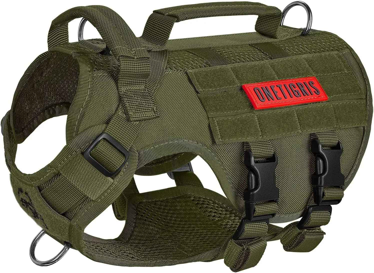 Tactical No-Pull Dog Harness with MOLLE Vest & Dual Handles
