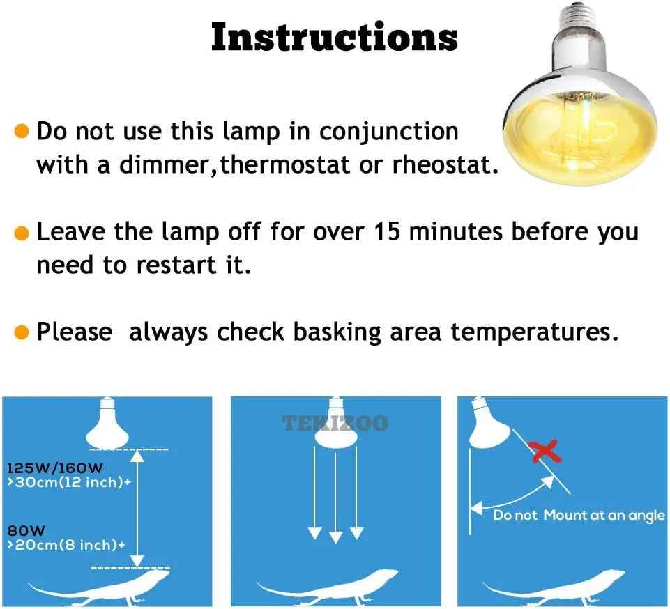 UVA UVB Reptile Basking Heat Lamp Bulb 80W 125W 160W