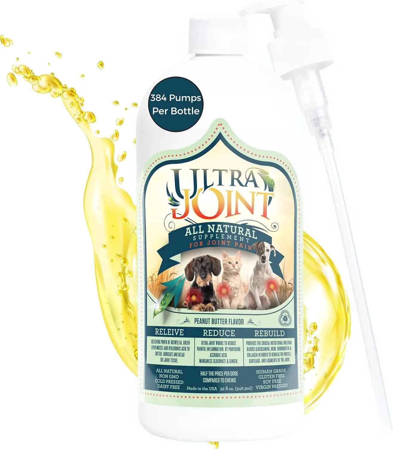 Liquid Dog Joint Supplement Glucosamine Chondroitin 8oz, 16oz