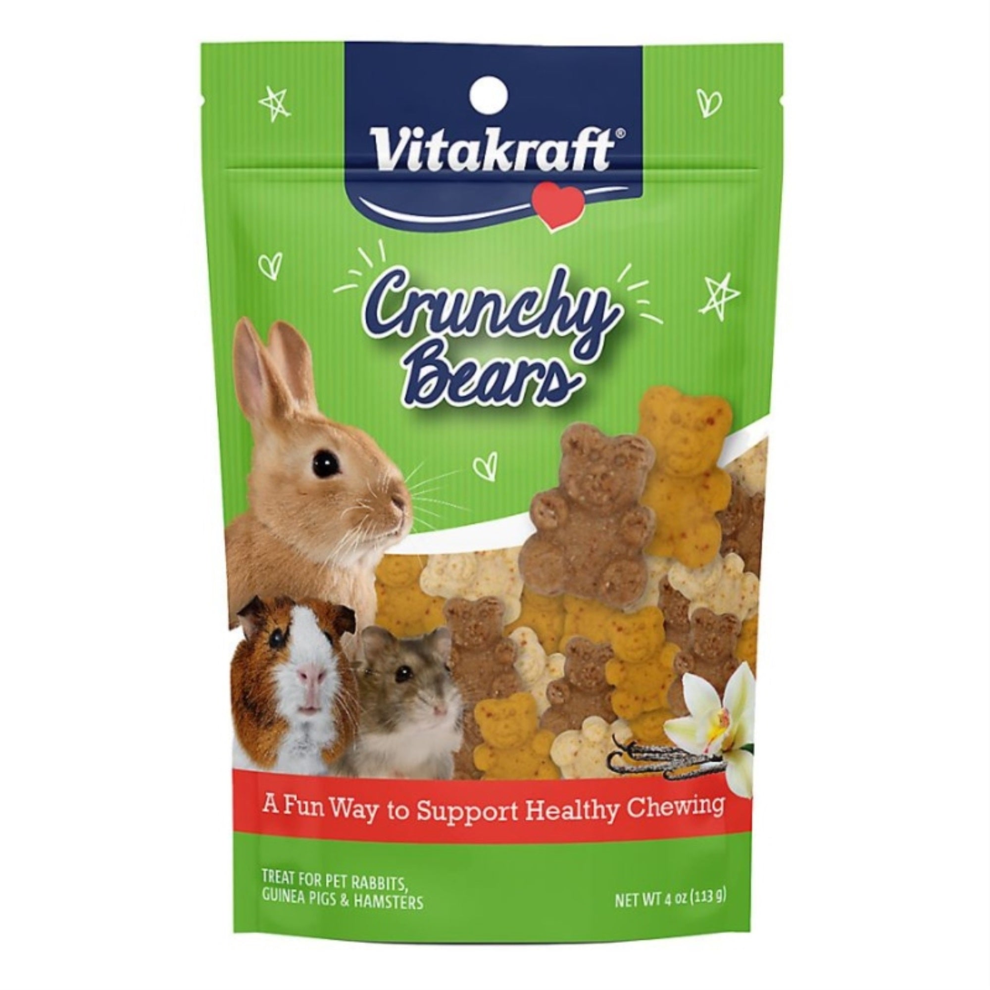 Vitakraft Crunchy Bears Small Animal Treat - Made With Real Vegetables - For Rabbits, Guinea Pigs, And Hamsters, Brown, 4.00 Ounce (Pack Of 1)