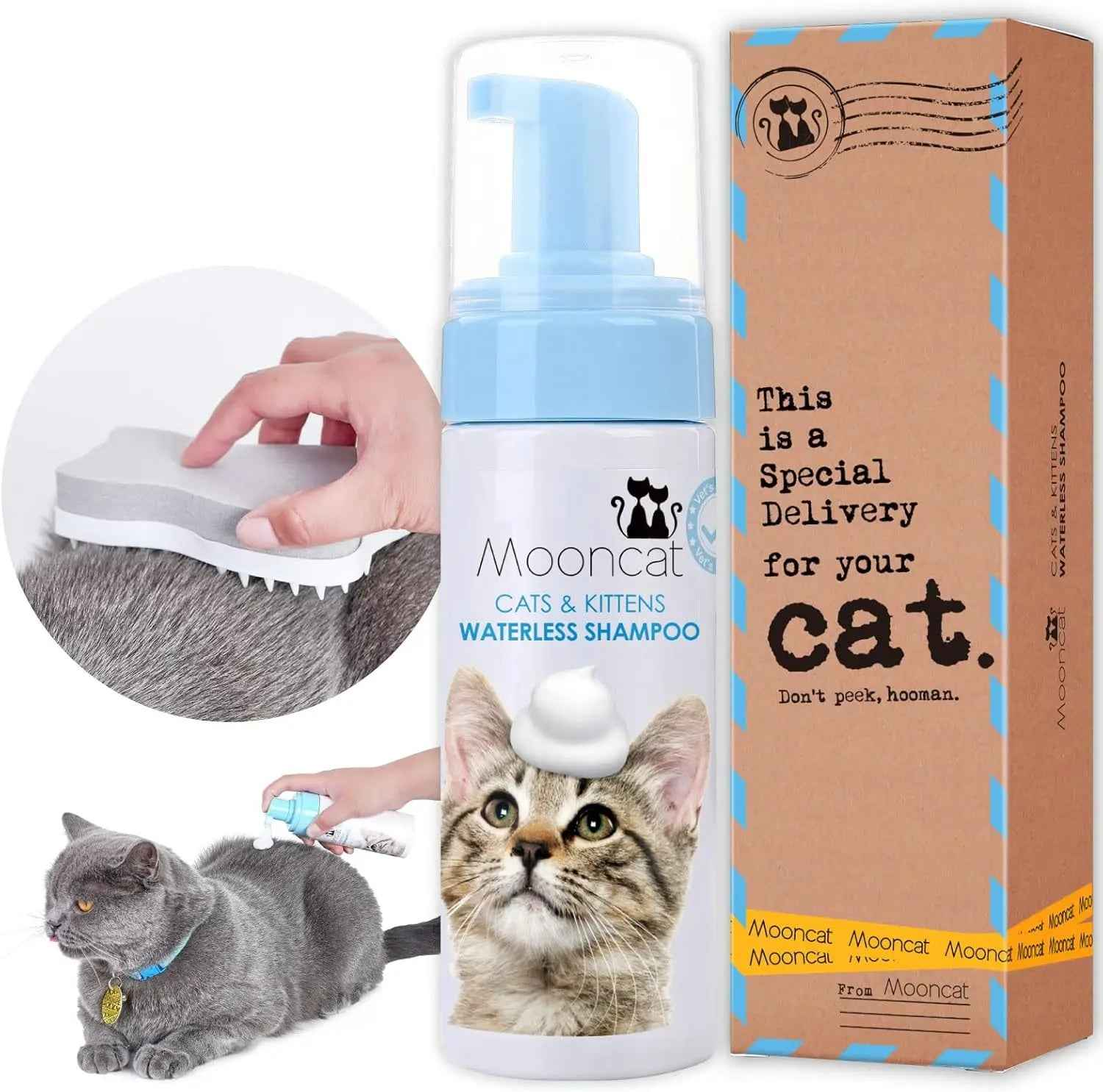 Waterless No-Rinse Cat Shampoo Foam & Brush Kit 5oz