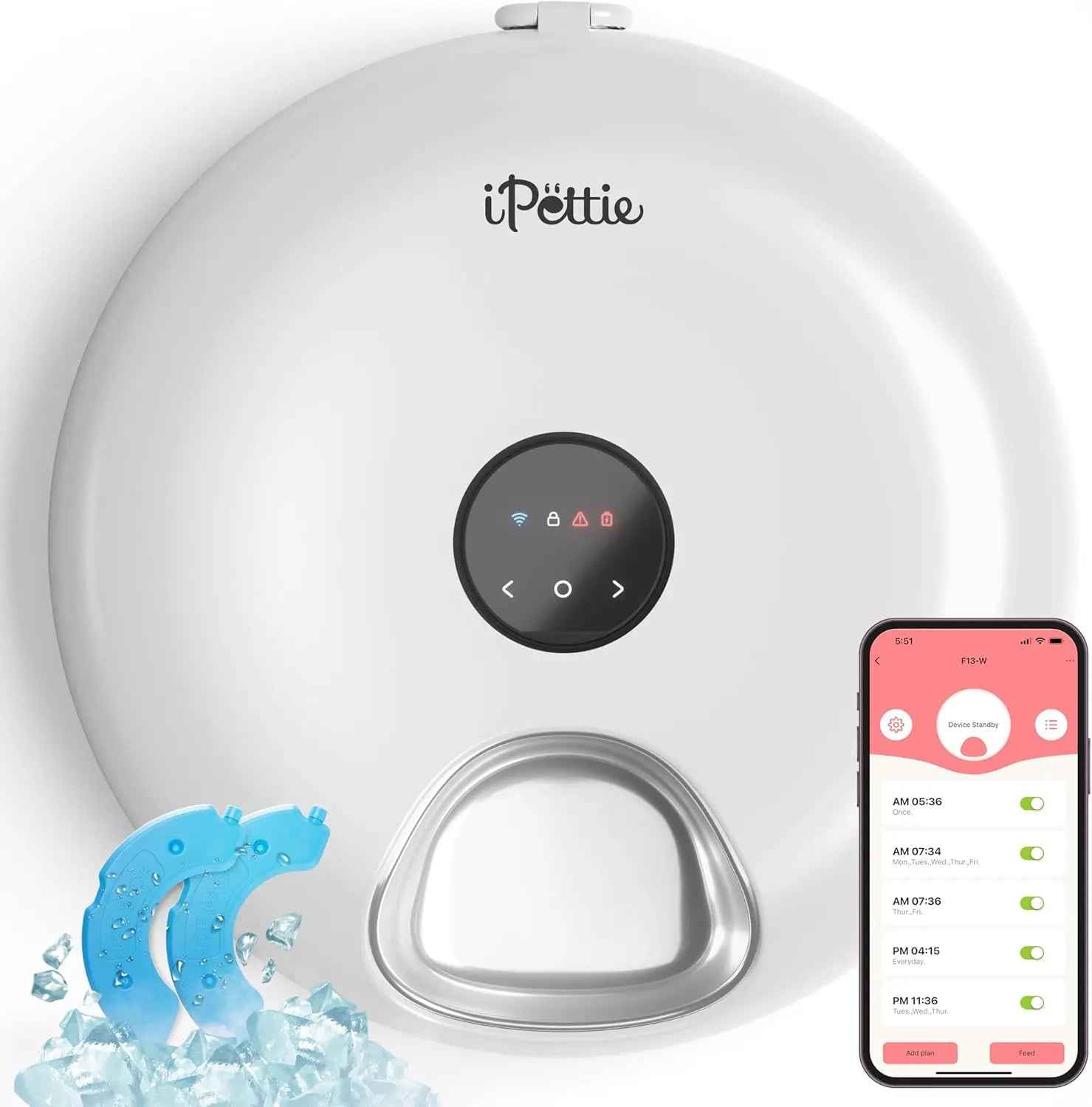 WiFi 6 Smart Cat & Small Dog Feeder with App Control, Wet & Dry Food, Ice Packs
