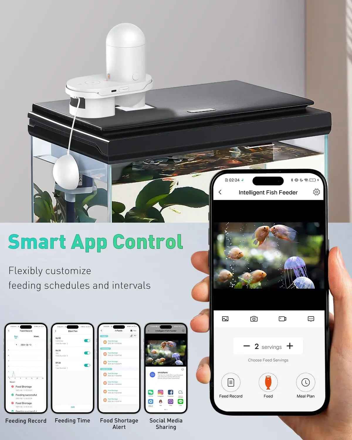 WiFi Automatic Fish Feeder with Camera – App Control, Moisture-Proof, 230ml
