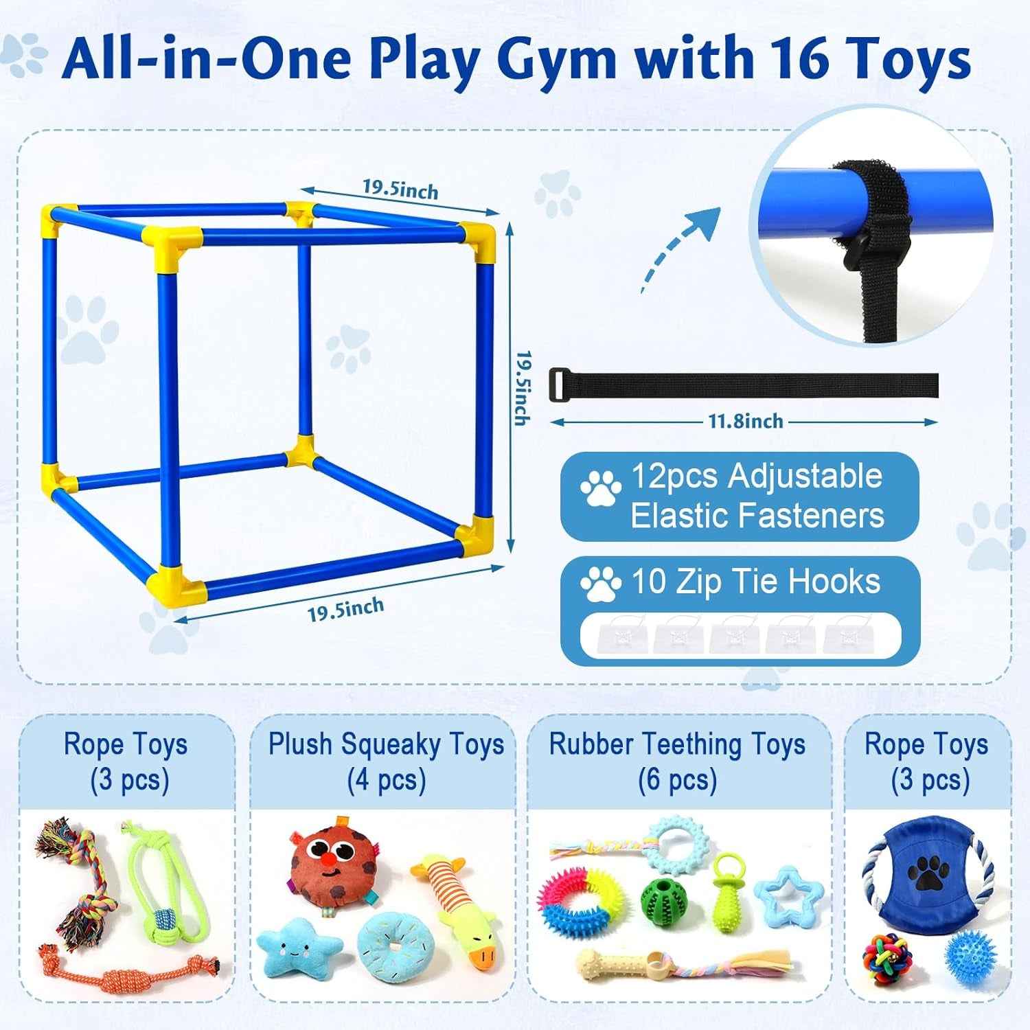 Interactive Puppy Play Gym – 16 Toys for Teething & Enrichment