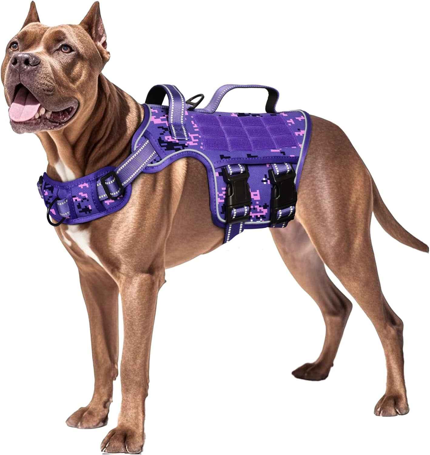 Tactical Dog Harness MOLLE Vest – Camo, S–XL, No-Pull