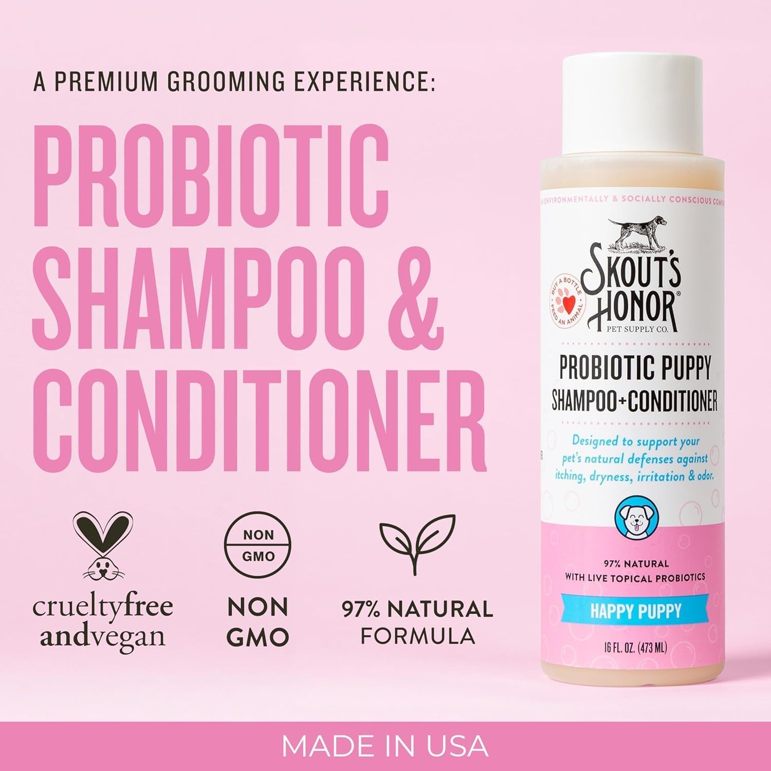 Happy Puppy Probiotic Grooming Bundle  Shampoo, Conditioner & Deodorizer
