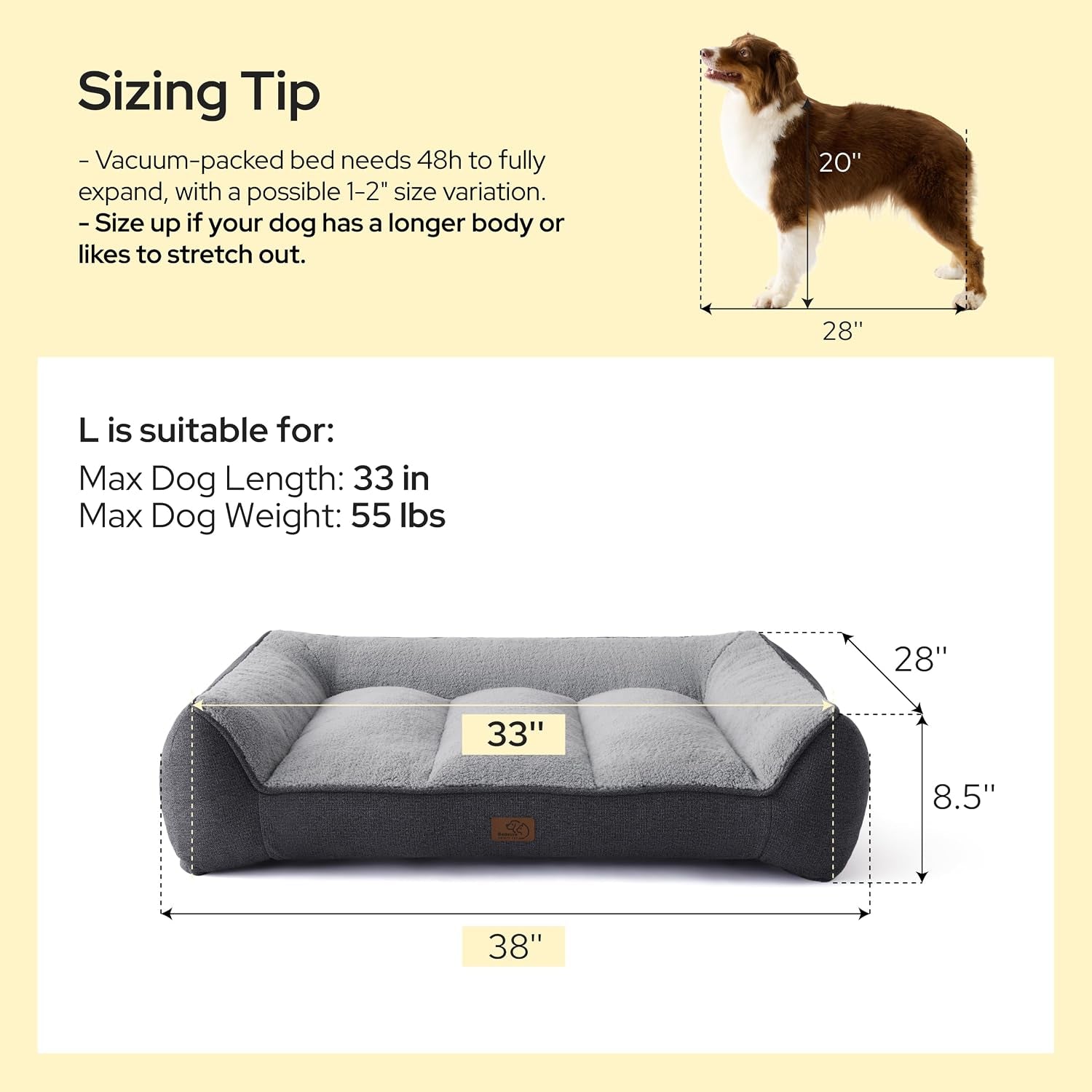 Bedsure Supportmax Orthopedic Dog Bed – Extra-Thick Bolster Sofa
