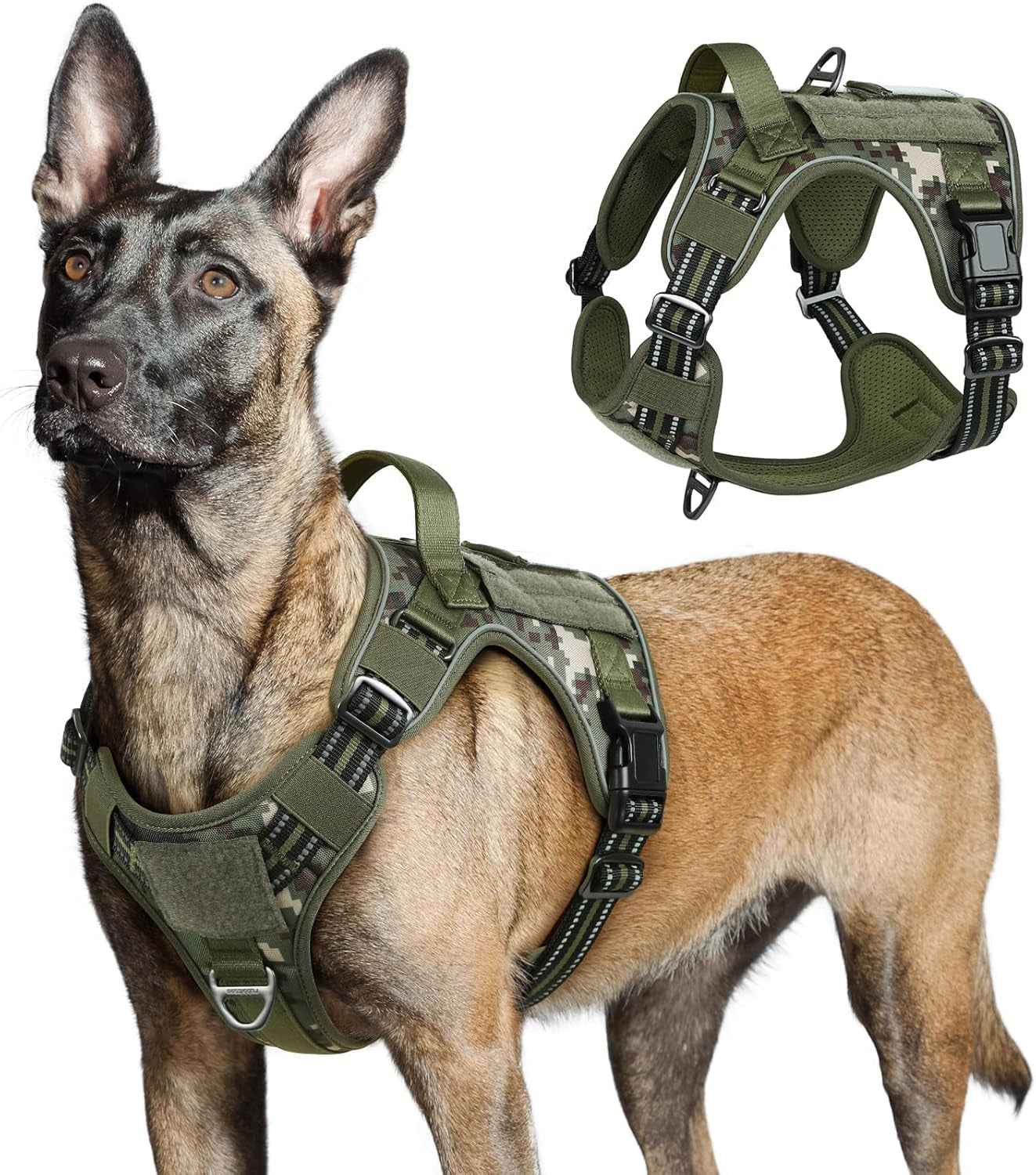No-Pull Tactical Dog Harness MOLLE Vest for Medium & Large Dogs