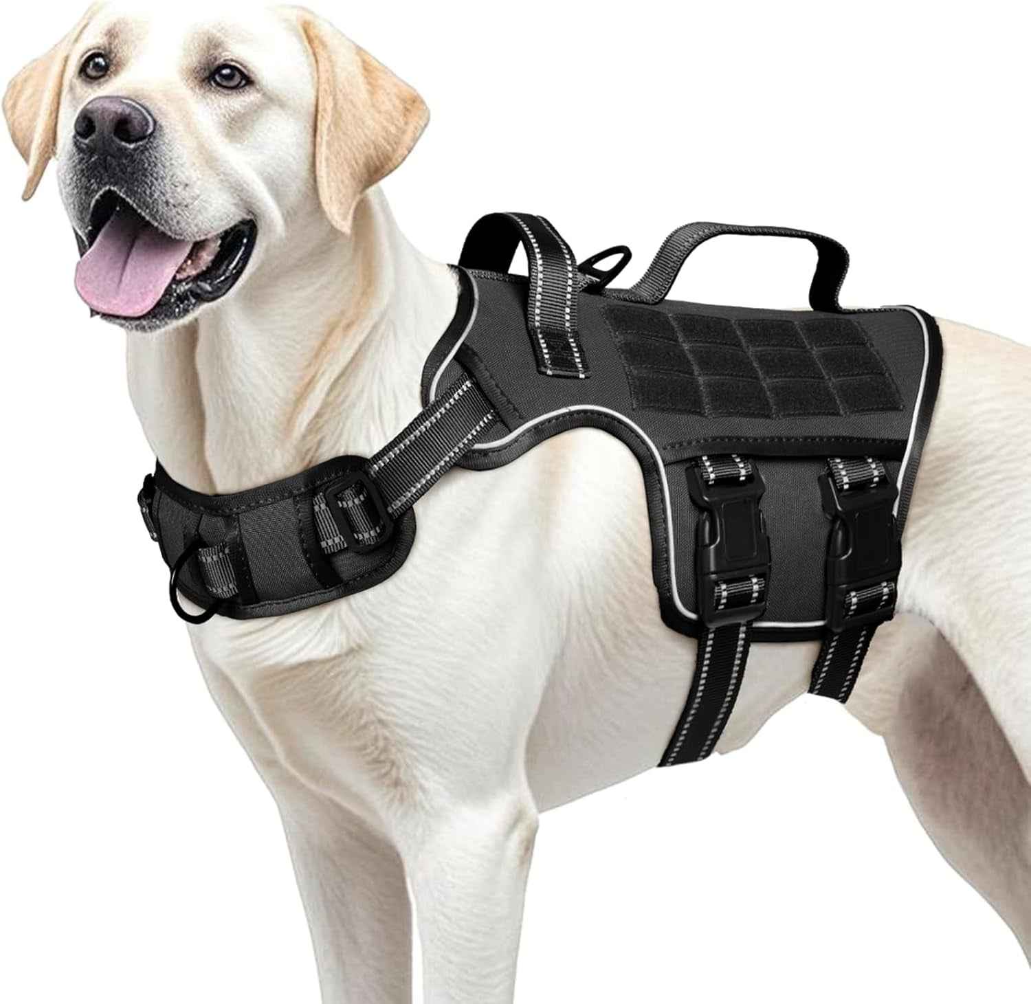 Tactical Dog Harness MOLLE Vest – Camo, S–XL, No-Pull