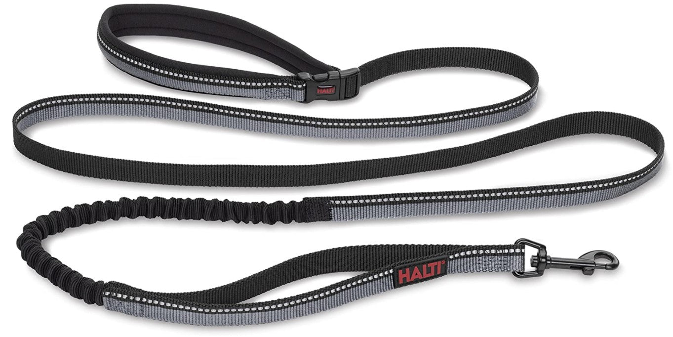 The Company of Animals HALTI Active Leash - Shock-Absorbing Bungee Leash, Large Neoprene Belt, Black/Grey, Model HA032