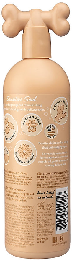 Pet Head Sensitive Soul Dog Shampoo | Coconut Scent | Shampoo For Dogs With Sensitive Skin | Moisturizing | Professional Grooming | Vegan | Gentle Formula For Puppies | Made In Usa | 16Fl Oz.