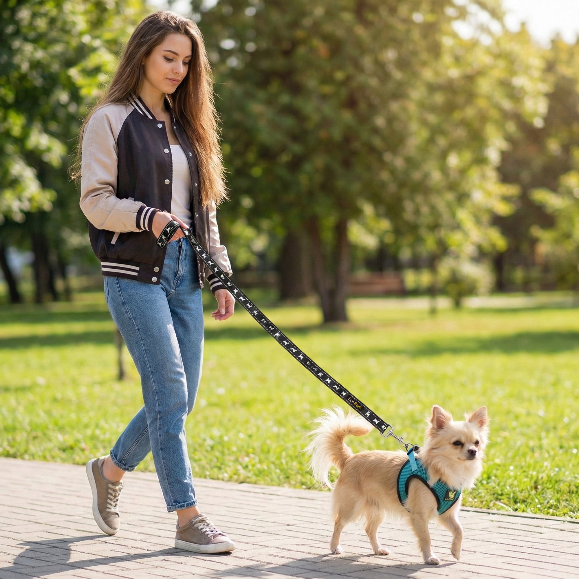 EcoBark Step In Dog Harness - Teacup & Small Breeds- Reflective Soft Mesh Harness for Teacup, Small Dogs and Puppies / Aqua Sport