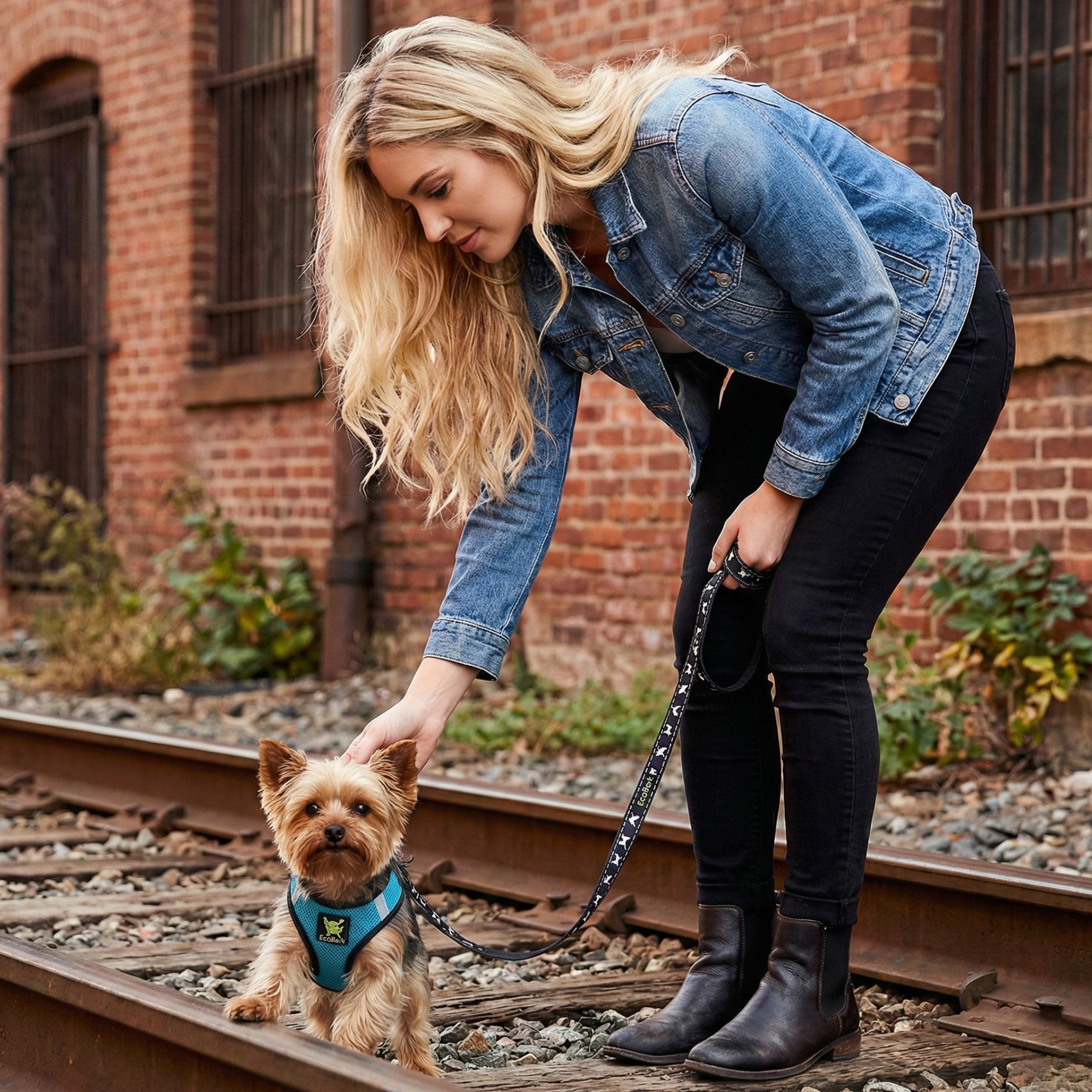 EcoBark Step In Dog Harness - Teacup & Small Breeds- Reflective Soft Mesh Harness for Teacup, Small Dogs and Puppies / Aqua Sport