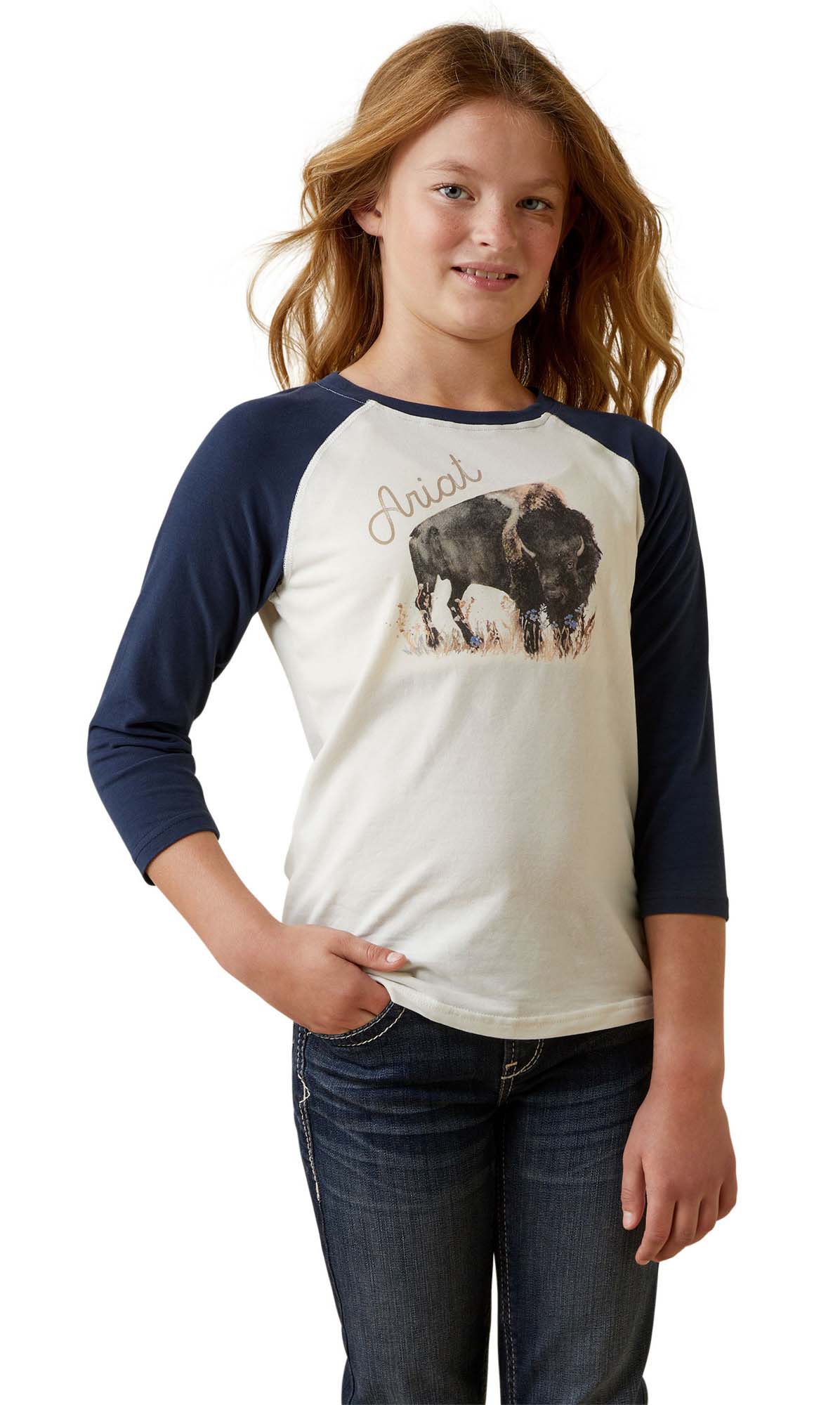 Ariat Girl's Painted Buffalo Raglan T-Shirt