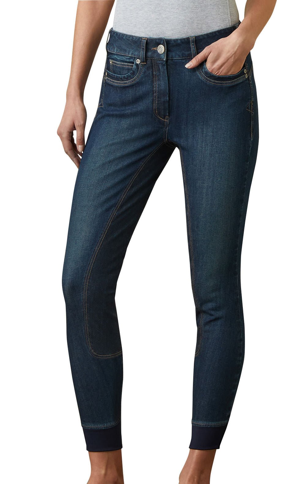 Ariat Halo Denim Full Seat Breech, Birch Marine