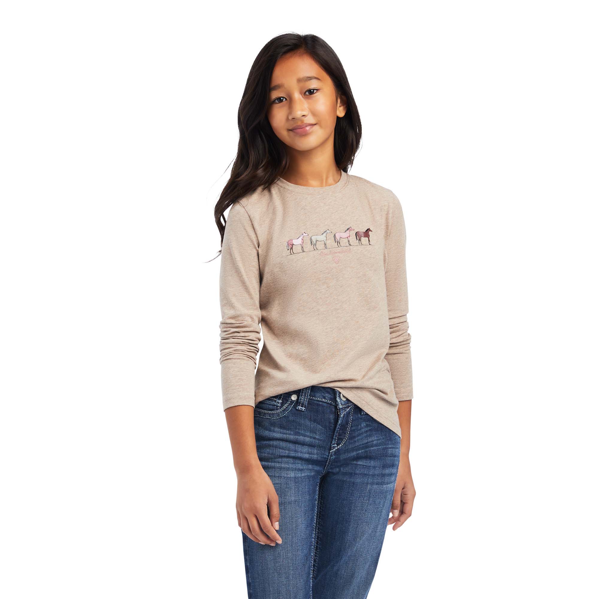 Ariat Youth Horse of a Different Color Longsleeve T-Shirt, Banyan Bark Heather