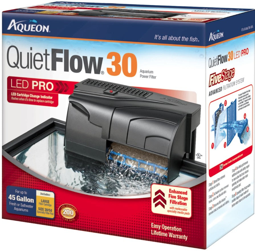 Aqueon Quietflow 30 Led Pro Aquarium Fish Tank Power Filter For Up To 45 Gallon Aquariums