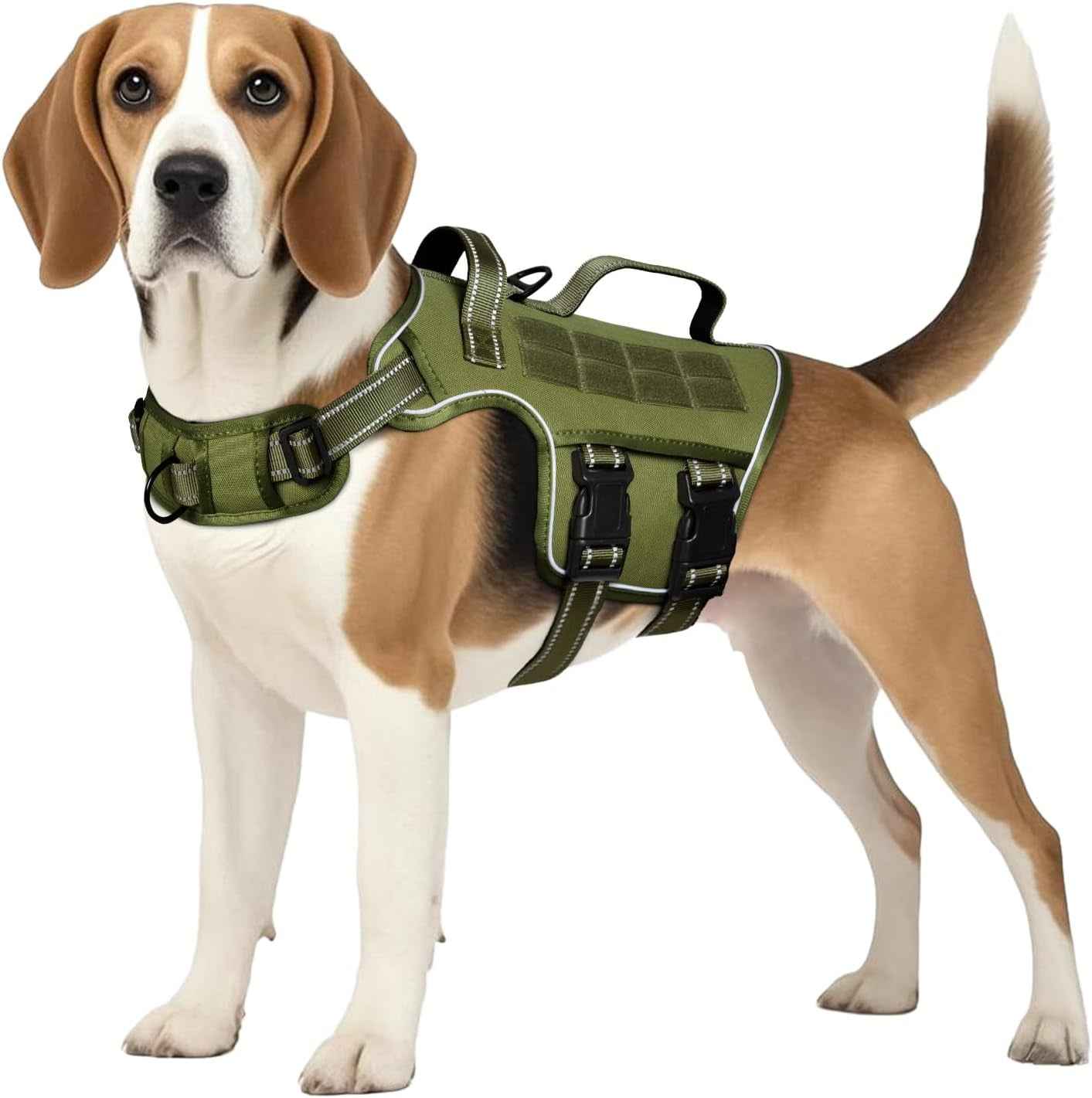 Tactical Dog Harness MOLLE Vest – Camo, S–XL, No-Pull