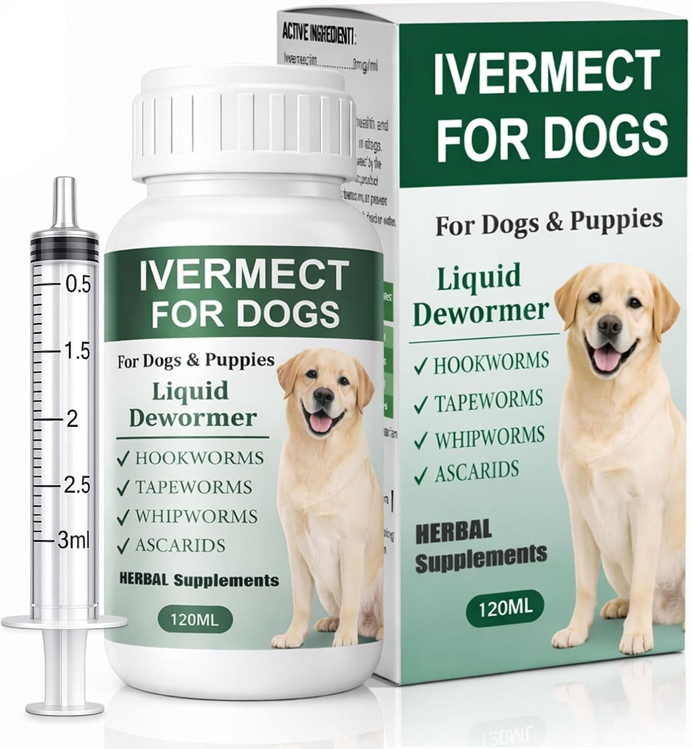 Liquid Dog Dewormer Hookworms Roundworms Lungworms Pinworms 120ml