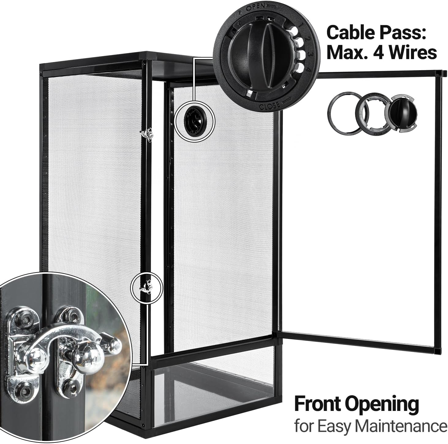 34 Gal Reptile Cage Screen Terrarium Front Opening 2 Sizes