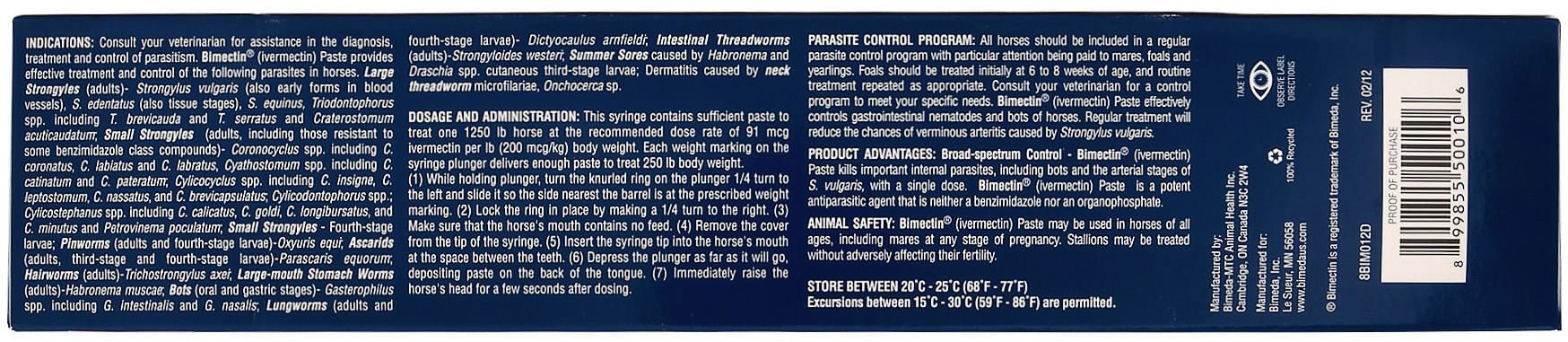 Bimectin Paste Horse Dewormer, 1-Dose