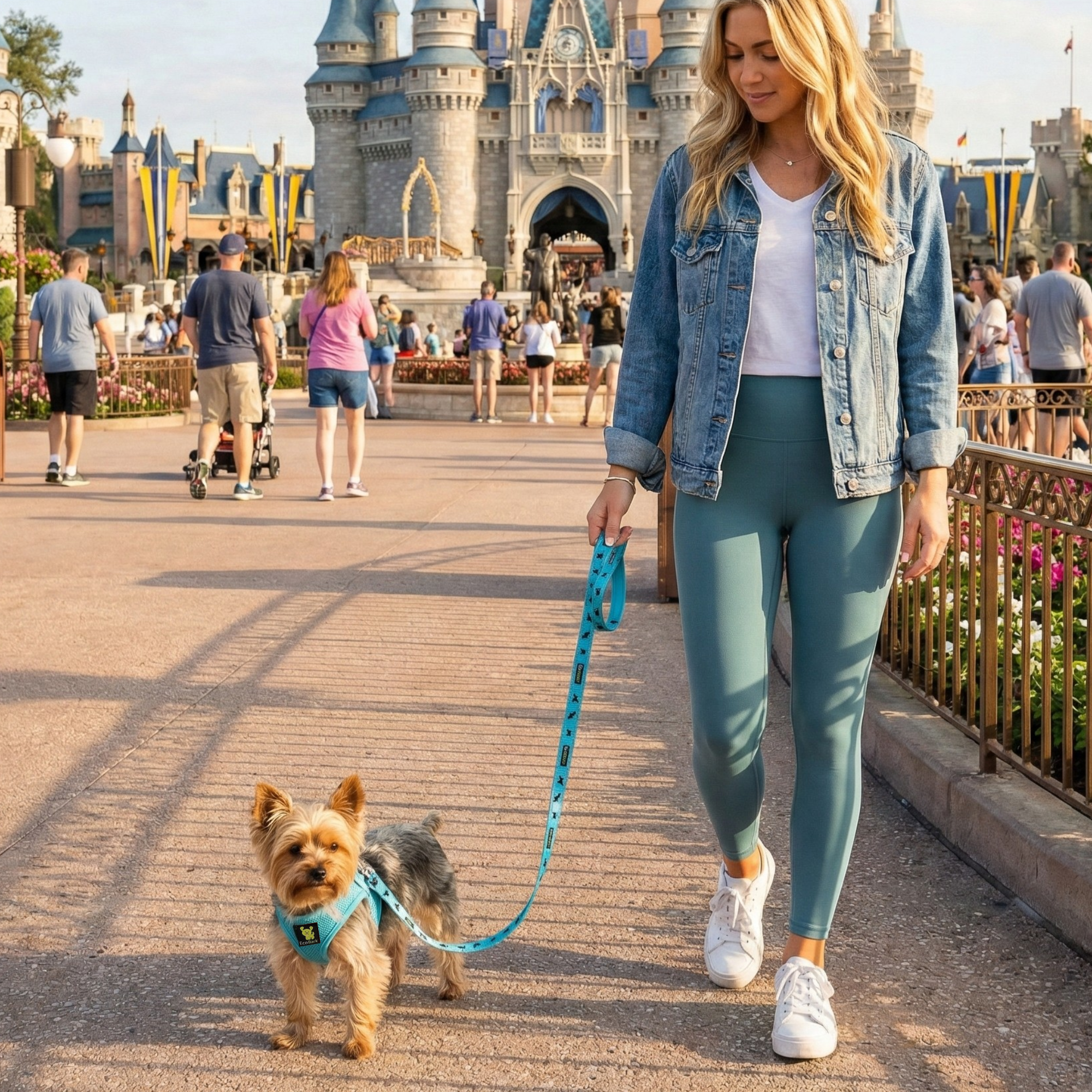 EcoBark Sky Blue Dog Leash- Padded Comfort Grip Padded Leash Dog Pattern - 4 Foot, 5 Foot, 6 Foot Leash for Small and Medium Dogs