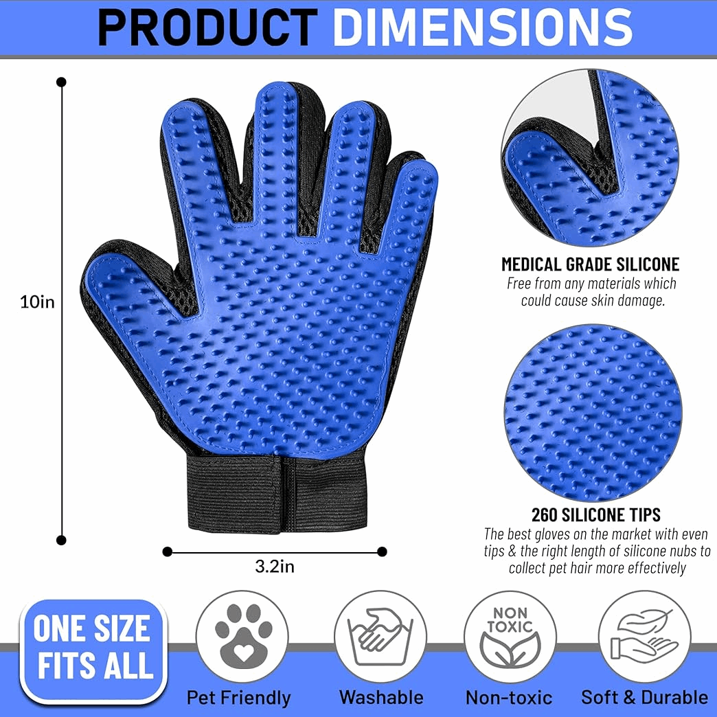 Premium Silicone Pet Grooming Gloves - Gentle Deshedding & Massage for Dogs & Cats