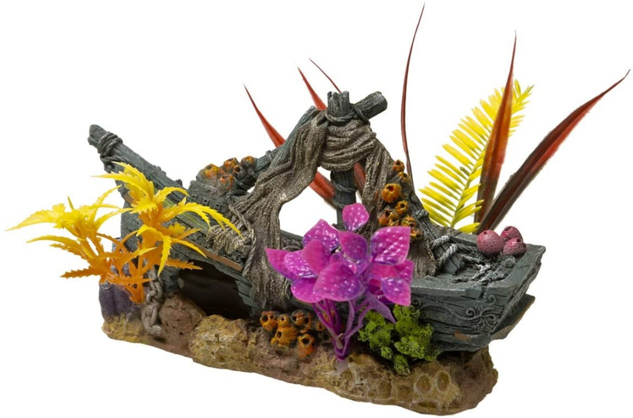 Blue Ribbon Ee-1746 Exotic Environments Sunken Ship Floral Aquarium Ornament