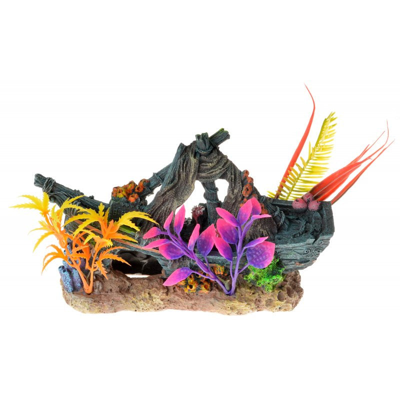 Blue Ribbon Ee-1746 Exotic Environments Sunken Ship Floral Aquarium Ornament