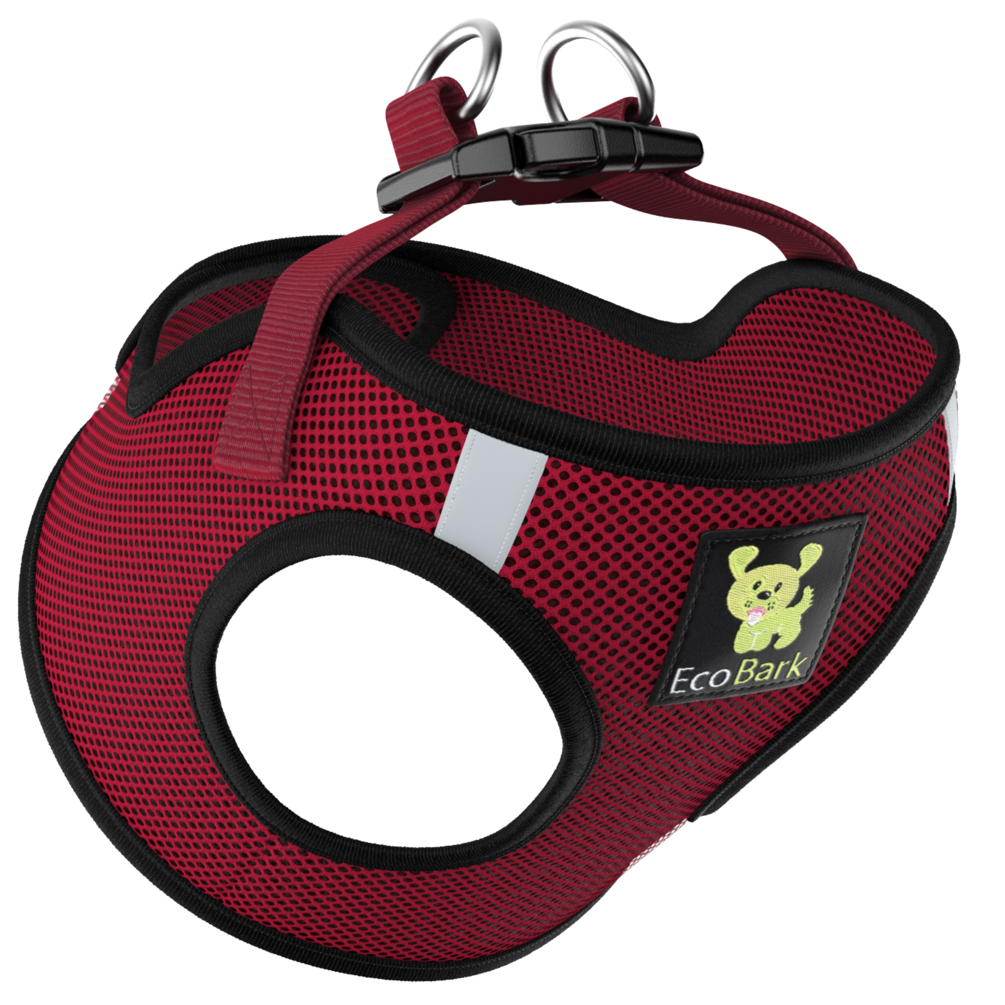 EcoBark Step In Dog Harness - Teacup & Small Breeds- Reflective Soft Mesh Harness for Teacup, Small Dogs and Puppies / Burgundy