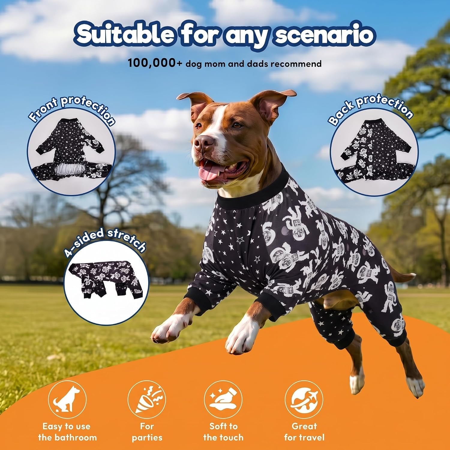 Large Dog Pajamas – 3 Prints, Sizes Medium–3XL