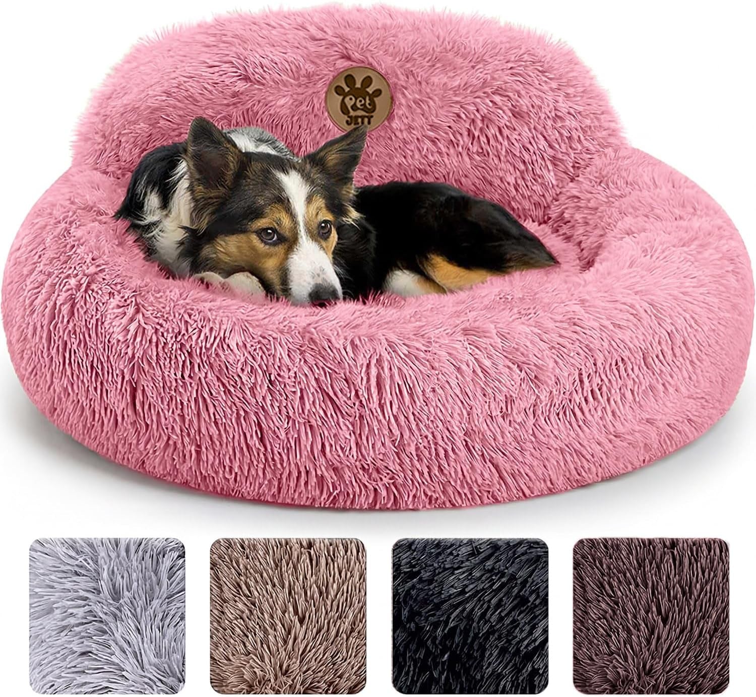 Medium Calming Dog Bed 30in Donut Plush Washable Bed Up to 45lbs