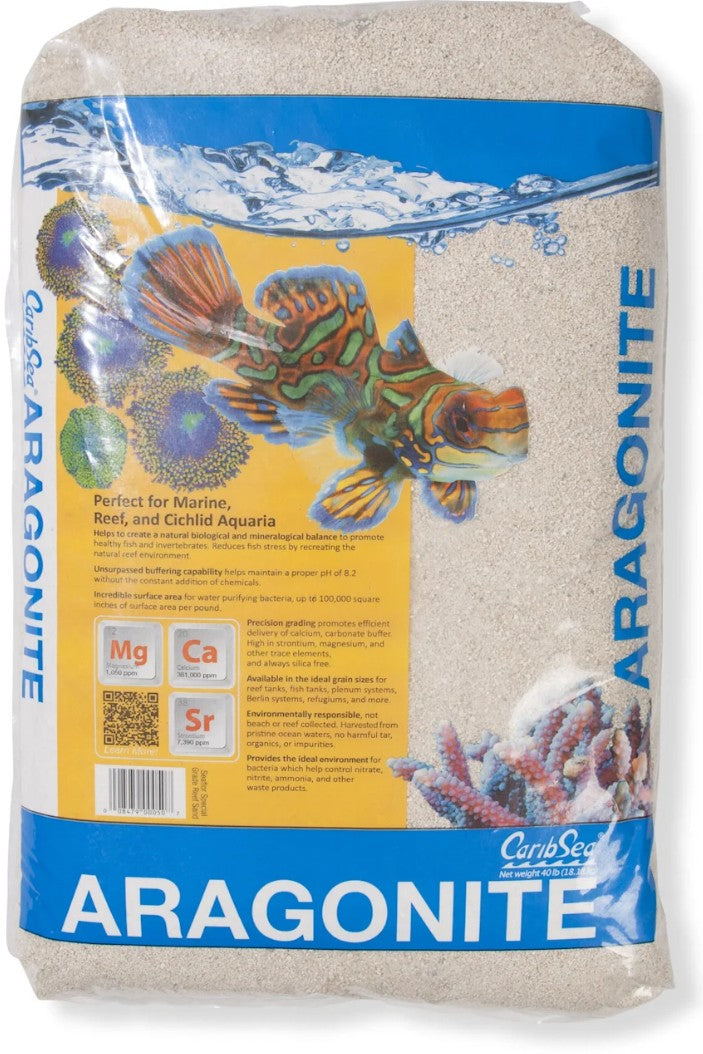 Carib Sea Acs00020 Aragonite Reef Sand For Aquarium, 15-Pound