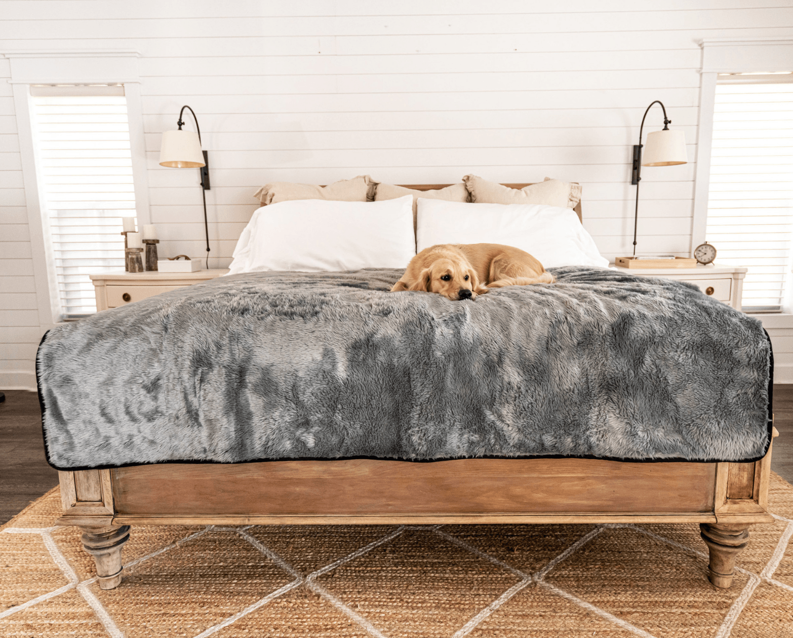 PupProtector Summer Short Fur Waterproof Throw Blanket - Charcoal Grey