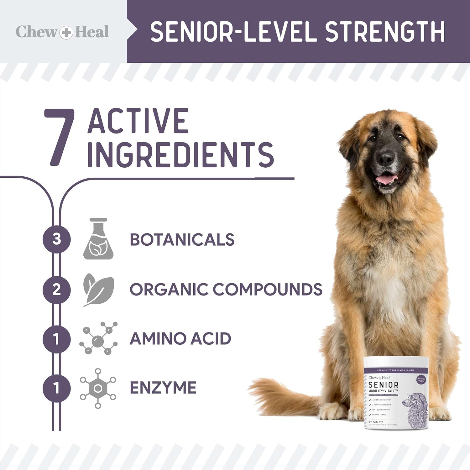 Senior Dog Joint Supplement with Glucosamine, MSM & Boswellia, 120 Tablets