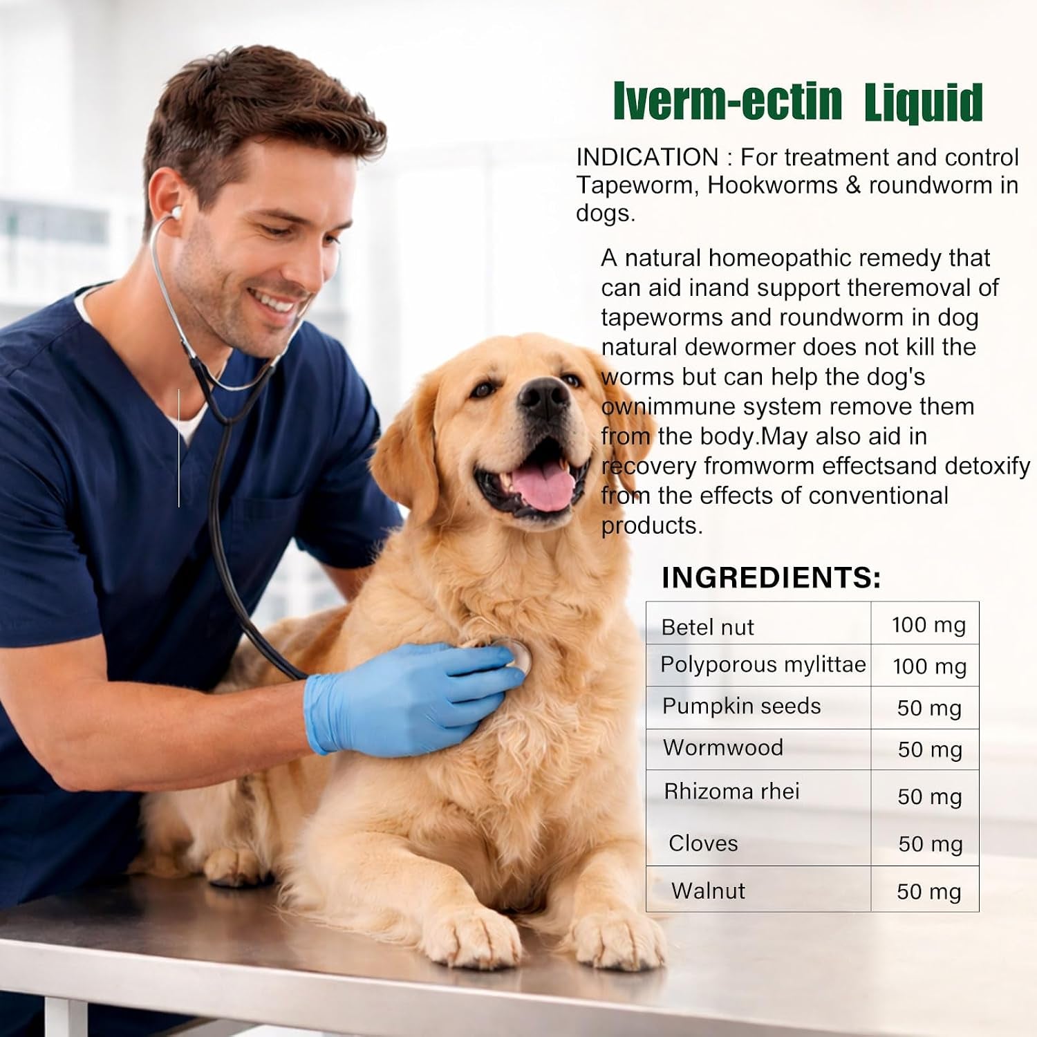 Liquid Dog Dewormer Hookworms Roundworms Lungworms Pinworms 120ml