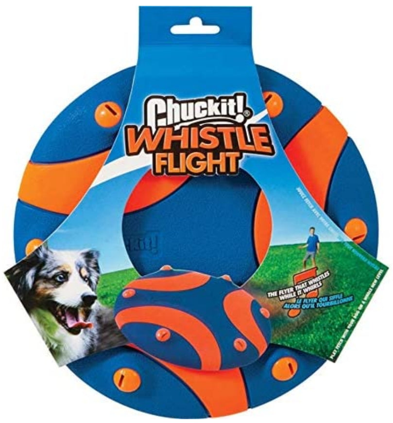 Chuckit! Whistle Flight Outdoor Dog Toy, Orange And Blue