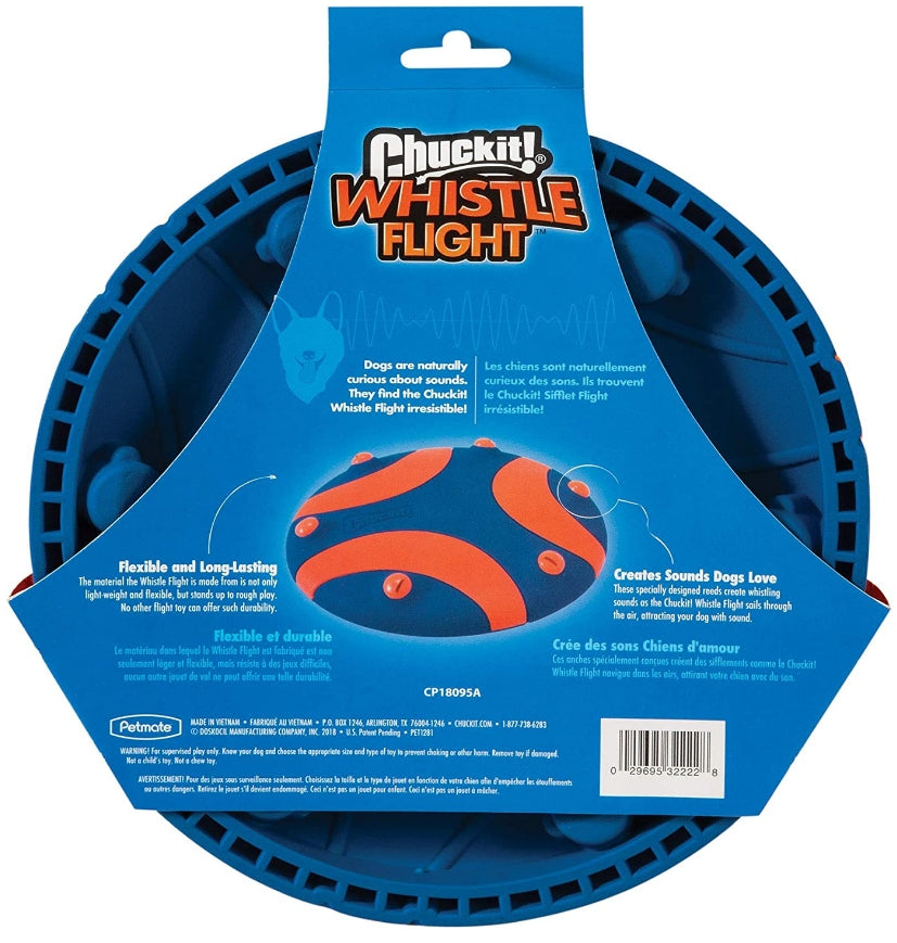 Chuckit! Whistle Flight Outdoor Dog Toy, Orange And Blue