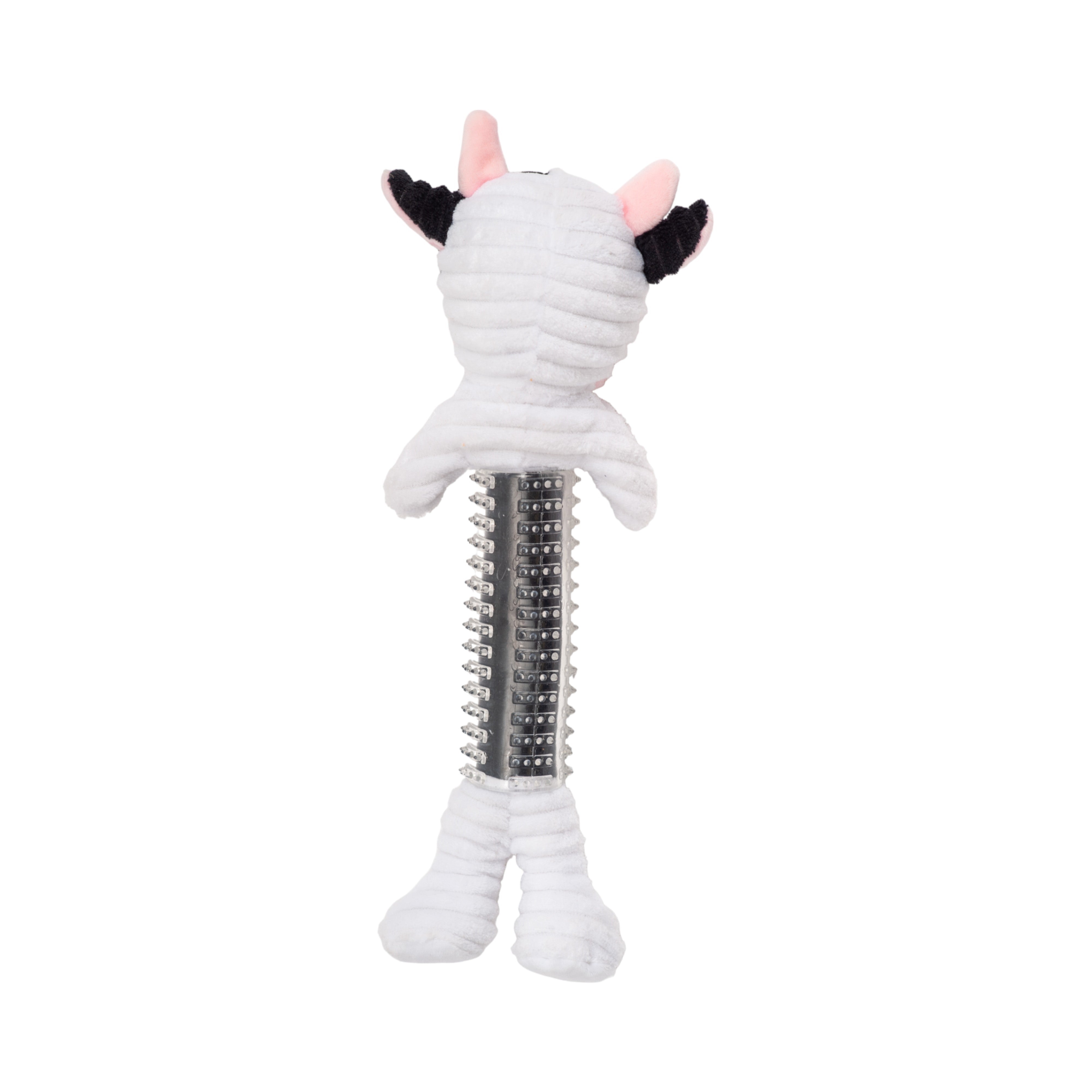 Country Living Thermoplastic Rubber Black & White Cow Plush Dog Toy – with Squeaker & Crinkle Paper