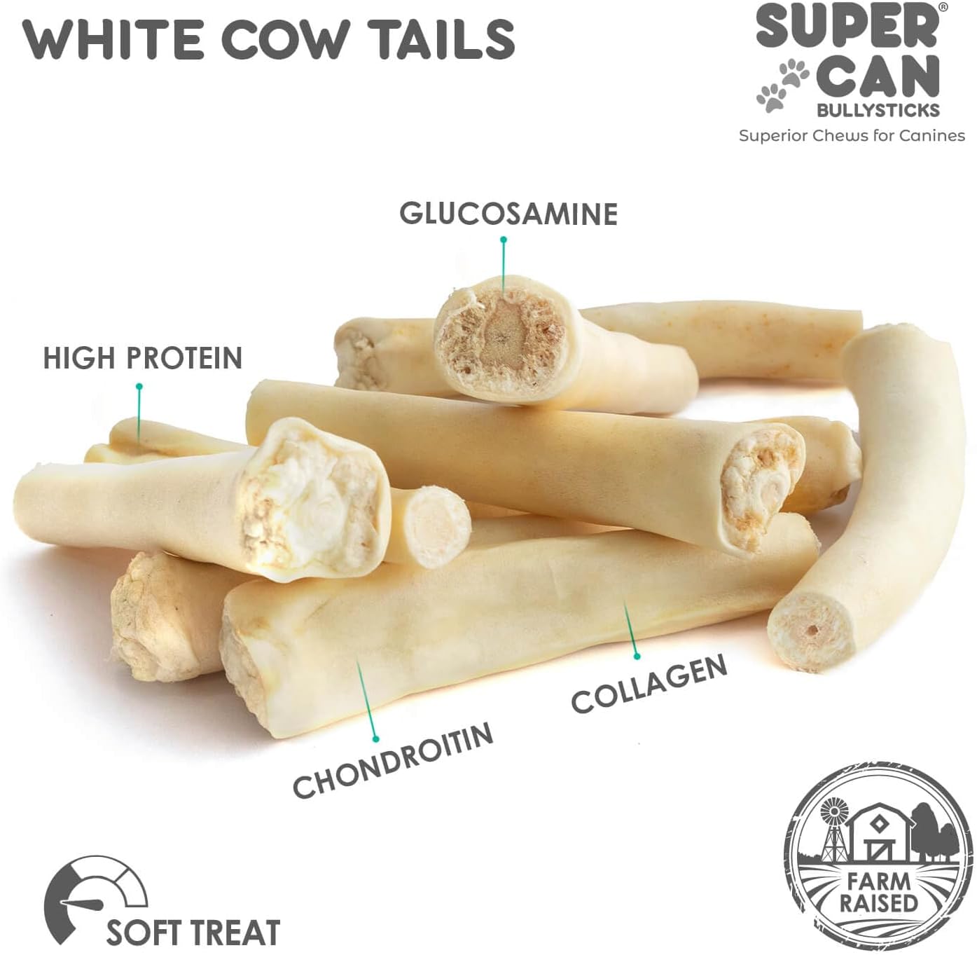 6" Cow Tails for Dogs (50 pcs)