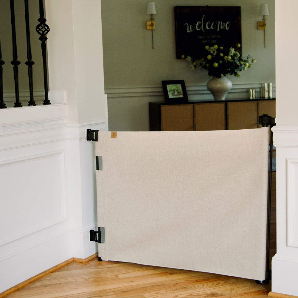 Crypton® Fabric Baby & Pet Safety Gate – Stylish, Stain-Resistant, PFAS-Free | fit openings from 27.6" to 55" wide and stand 33"